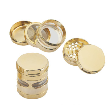 2.2" 56mm Plated Zinc Alloy Herb Grinder 4 Piece gold plated surface tobacco crusher custom logo